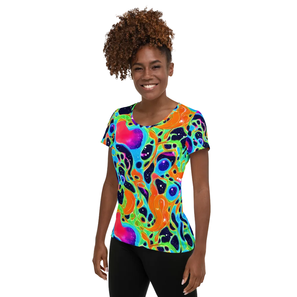 Luminous Amoeba on Women's Athletic T-Shirt — Left