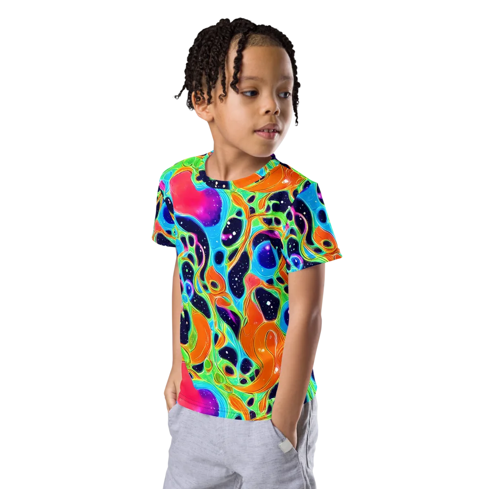 Luminous Amoeba on Kids Crew Neck T-Shirt — Left Front
