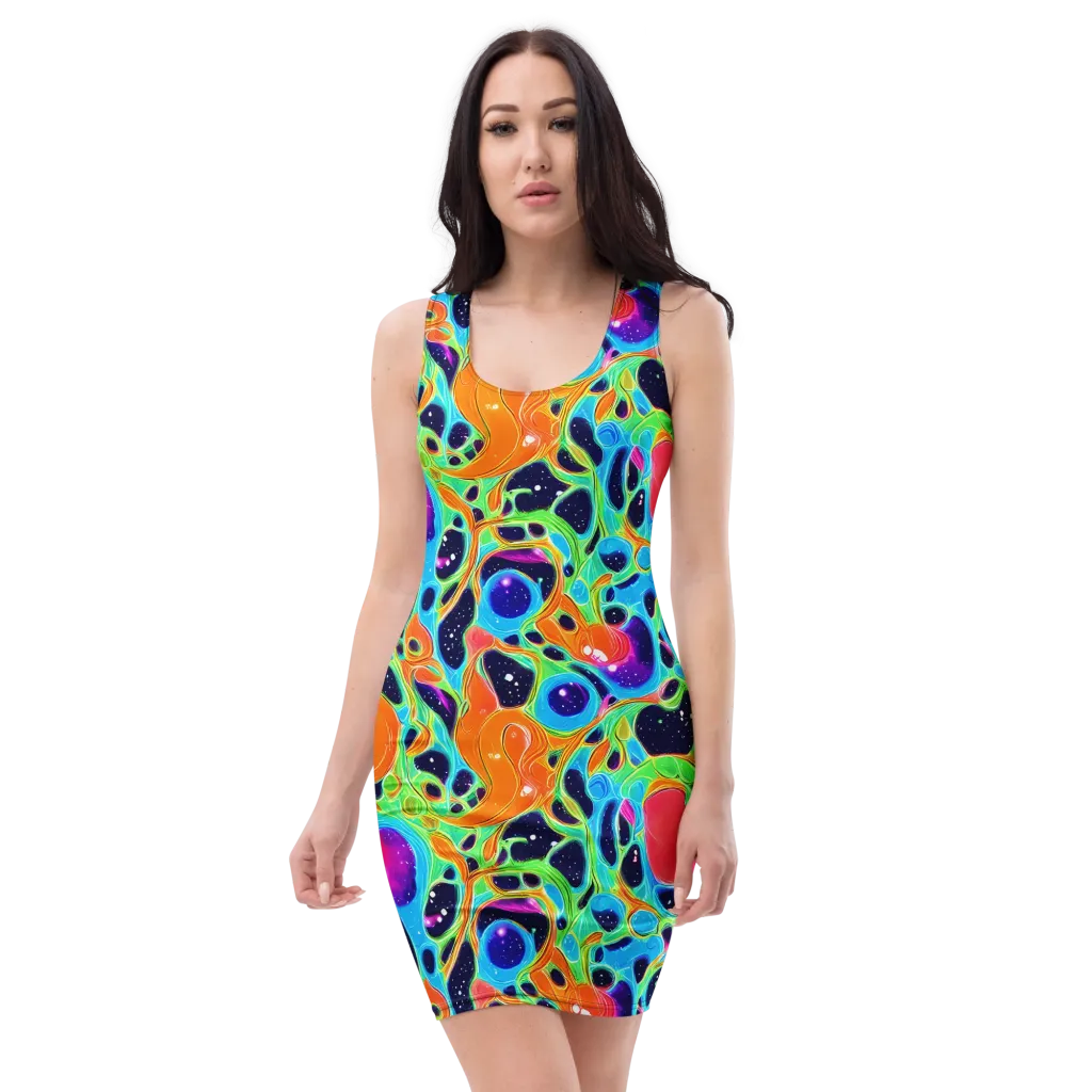 Luminous Amoeba on Bodycon Dress — Front