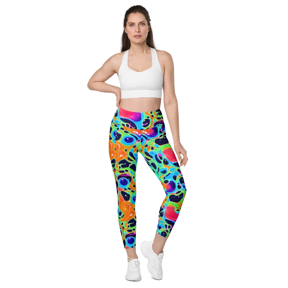Luminous Amoeba on Leggings with Pockets — Front