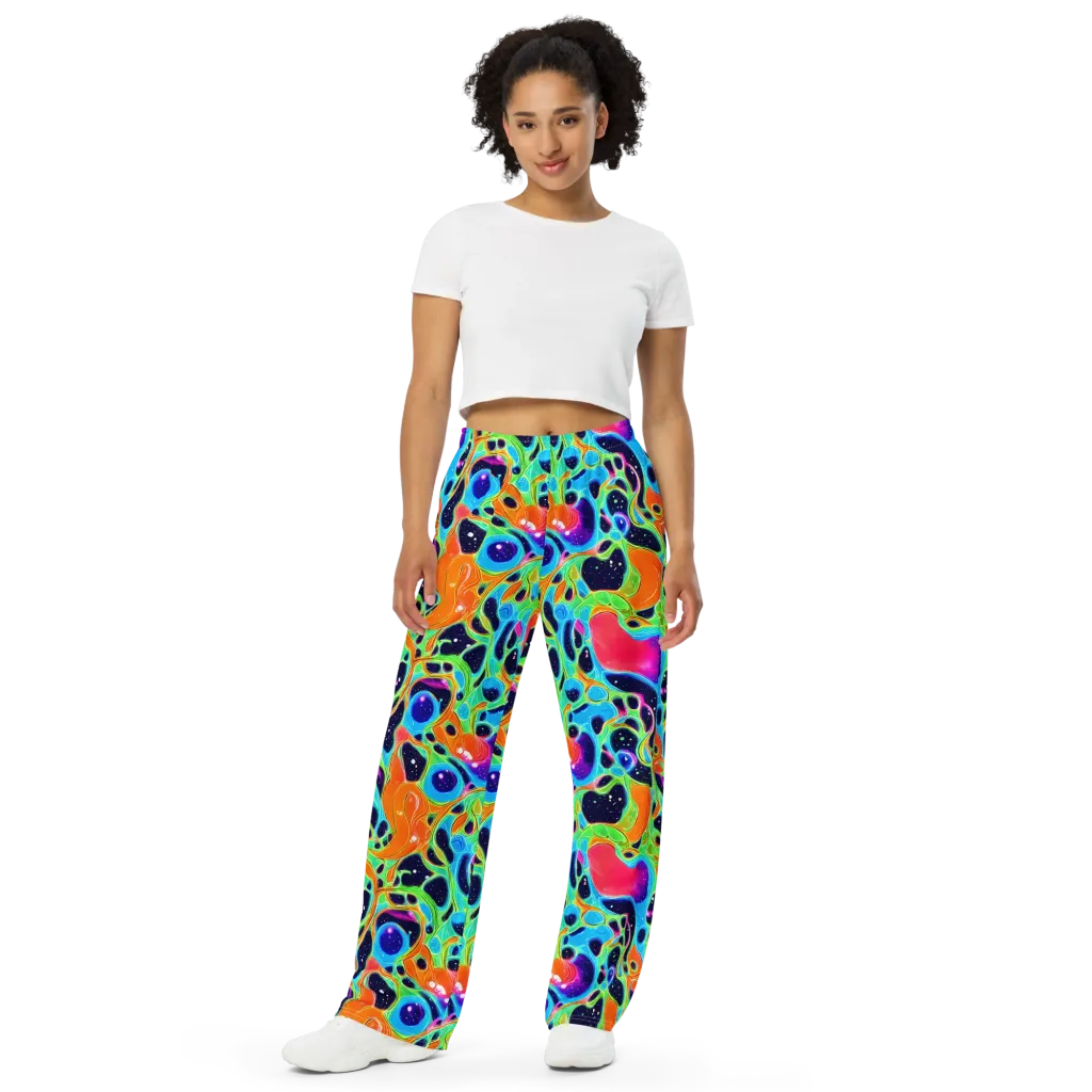 Luminous Amoeba on Wide-Leg Pants — Front
