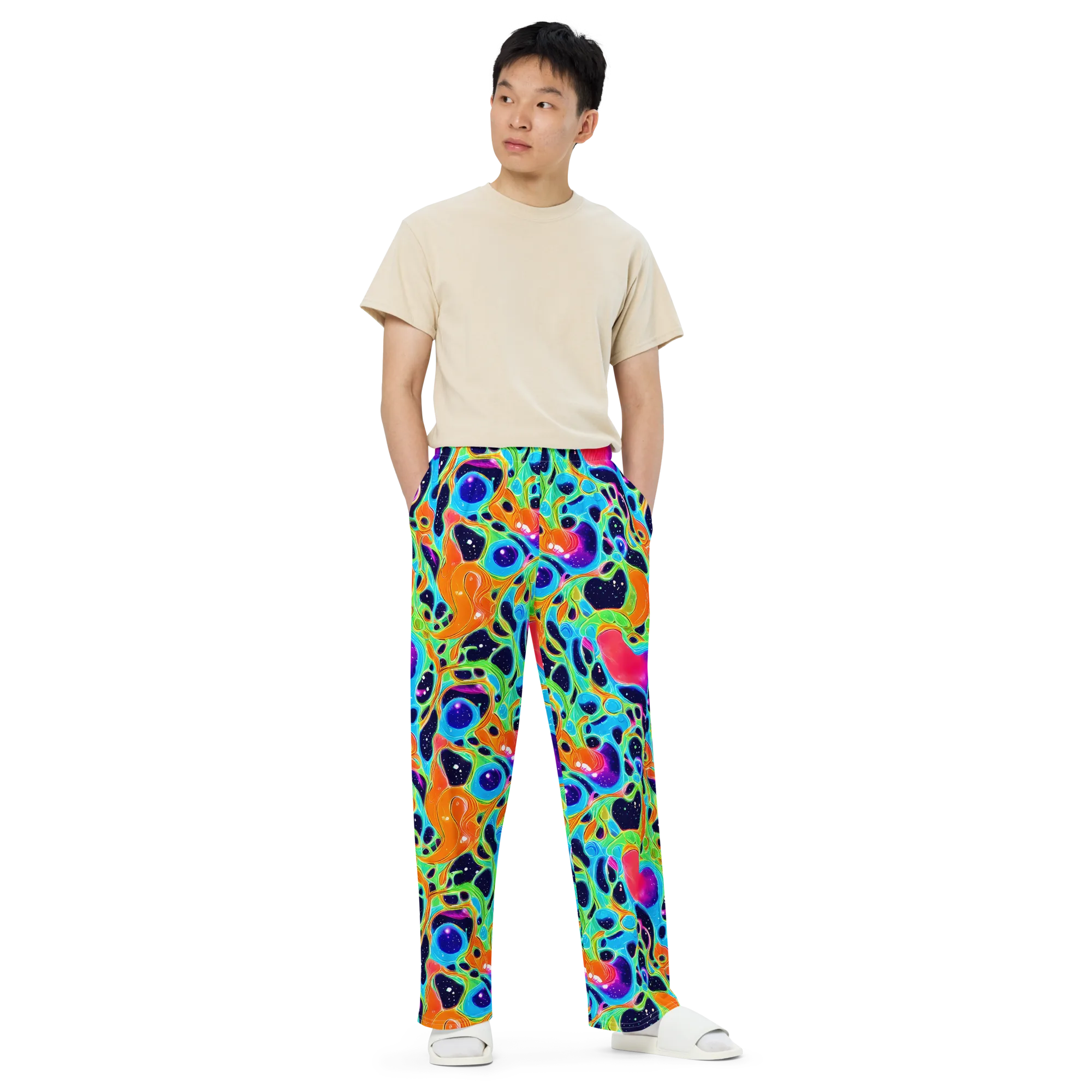 Luminous Amoeba on Wide-Leg Pants — Front