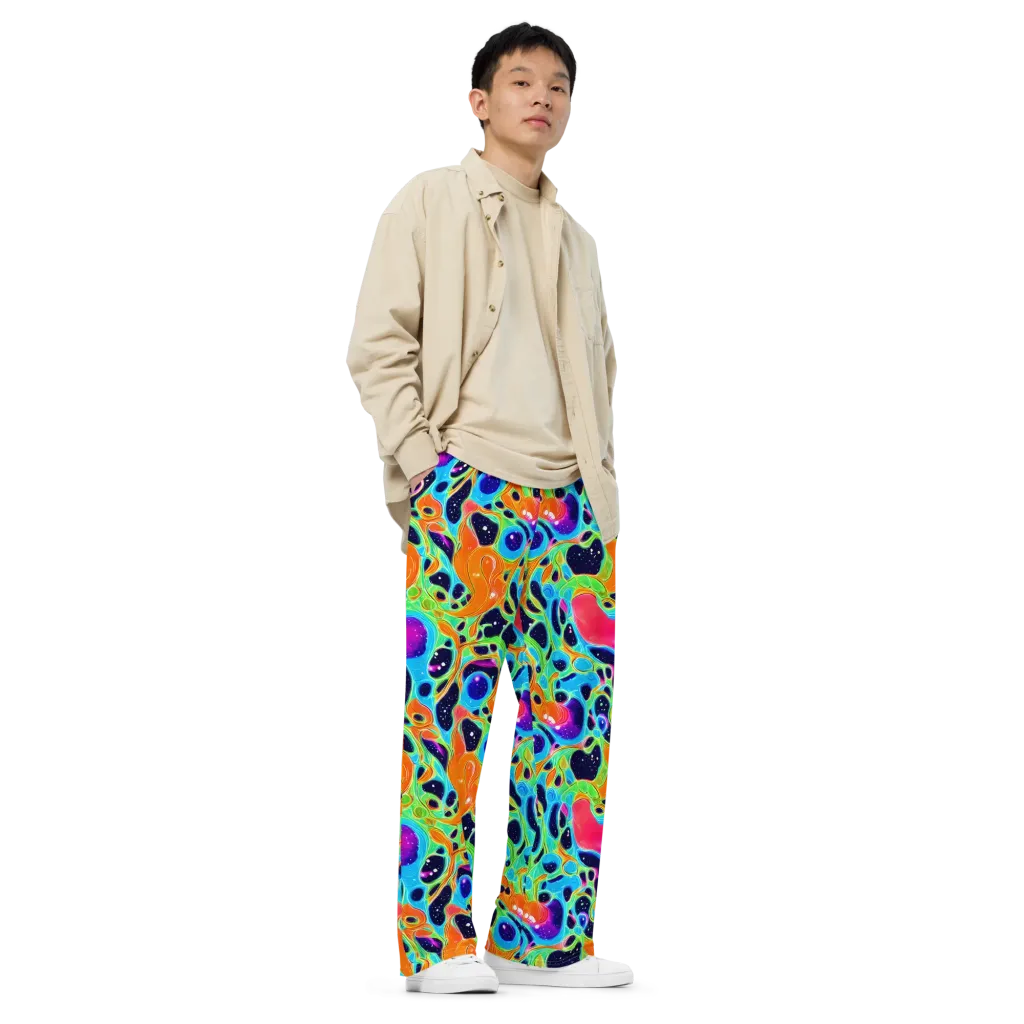 Luminous Amoeba on Wide-Leg Pants — Right Front