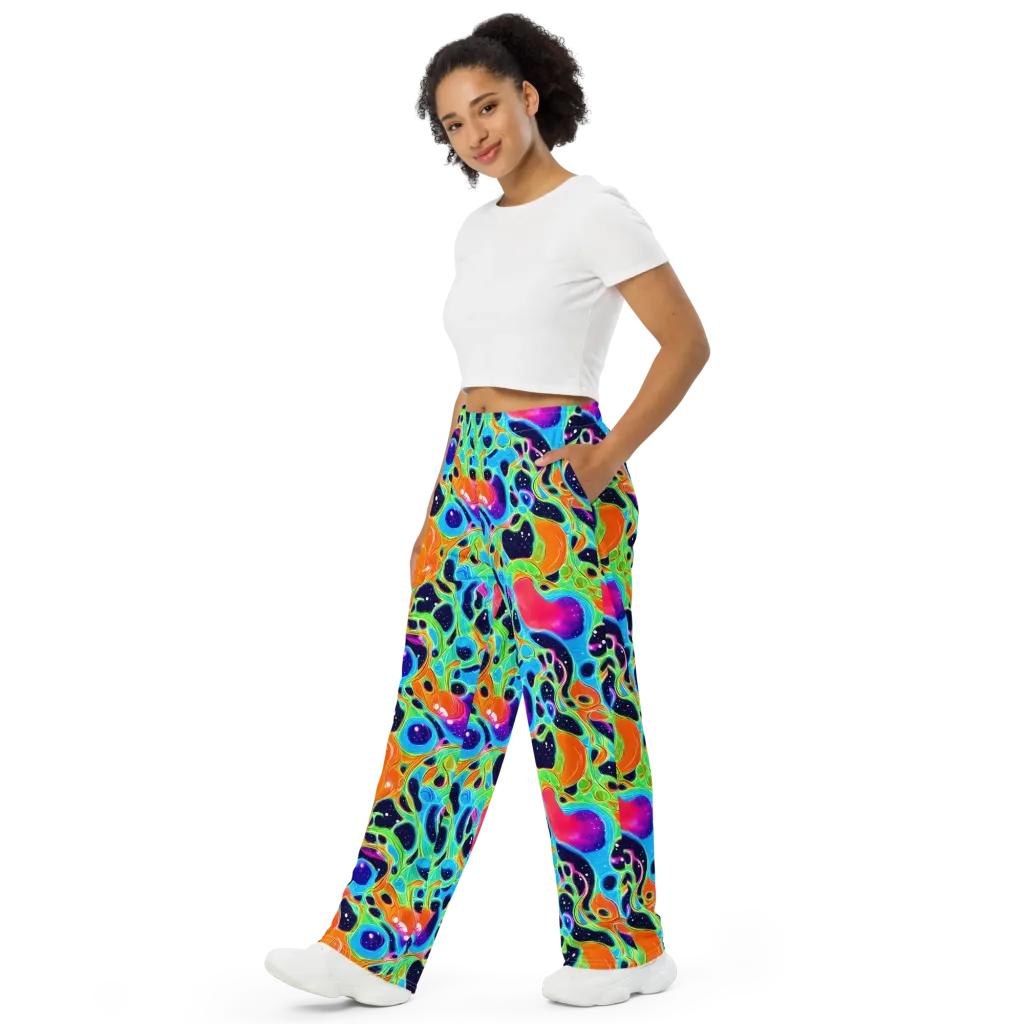 Luminous Amoeba on Wide-Leg Pants — Left Front