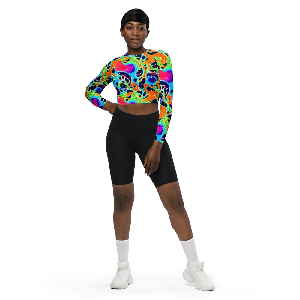 Luminous Amoeba on Long Sleeve Crop Top — Front