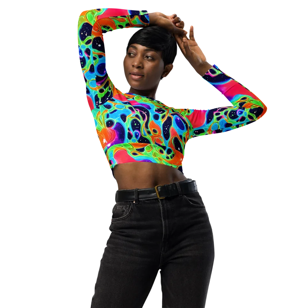 Luminous Amoeba on Long Sleeve Crop Top — Front
