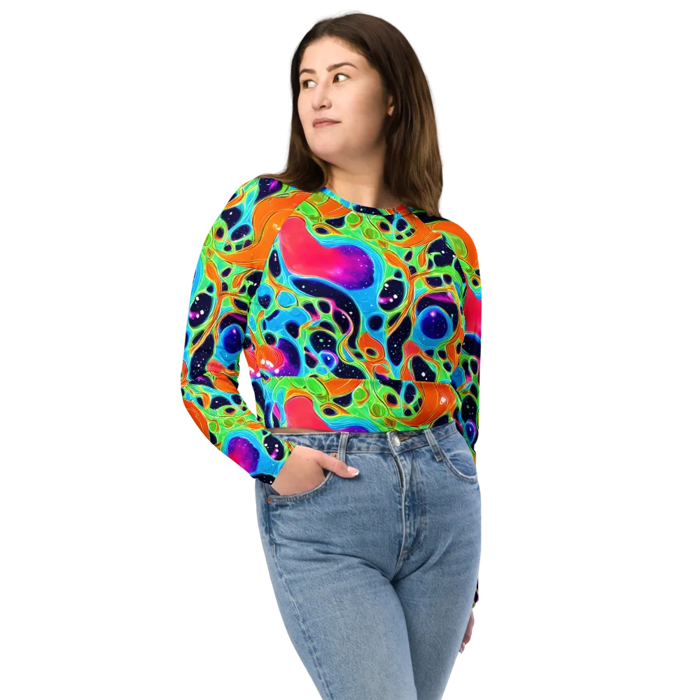 Luminous Amoeba on Long Sleeve Crop Top — Front