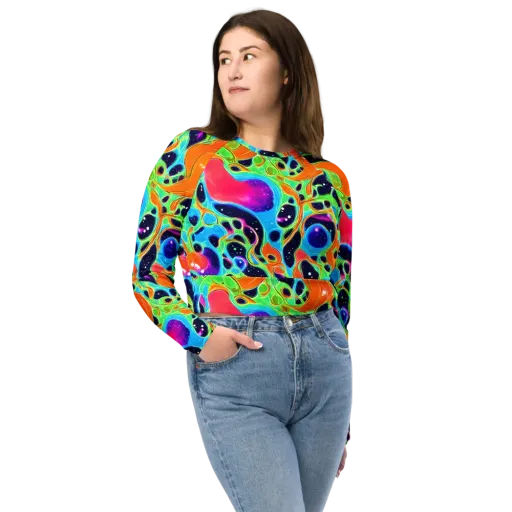 Luminous Amoeba on a Long Sleeve Crop Top