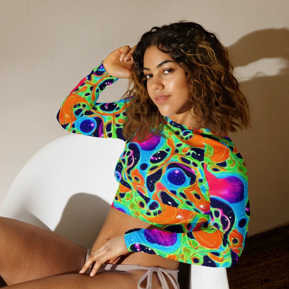 Luminous Amoeba on Long Sleeve Crop Top — Left Front