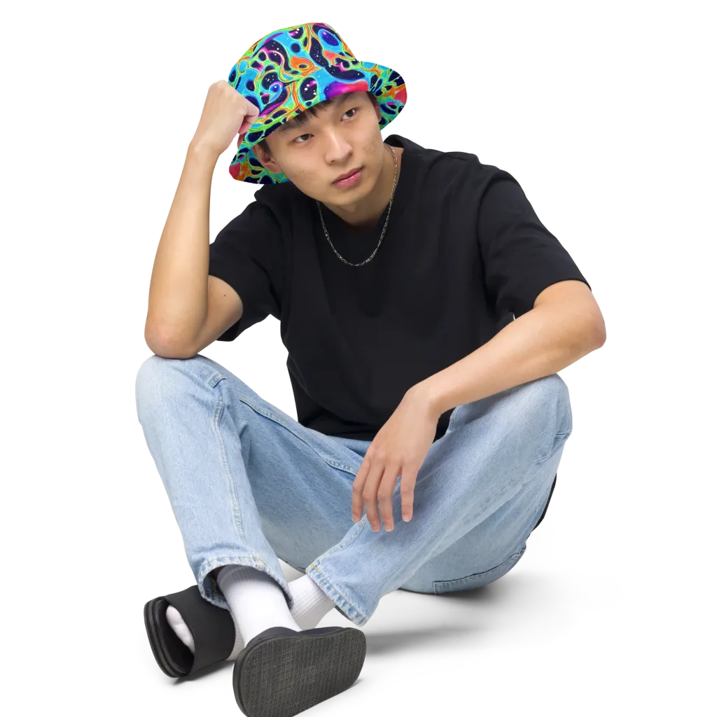 Luminous Amoeba on Reversible Bucket Hat — Front 2 Inside