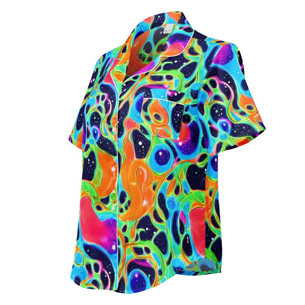 Luminous Amoeba on Women's Short Sleeve Pajama Top — Left Front