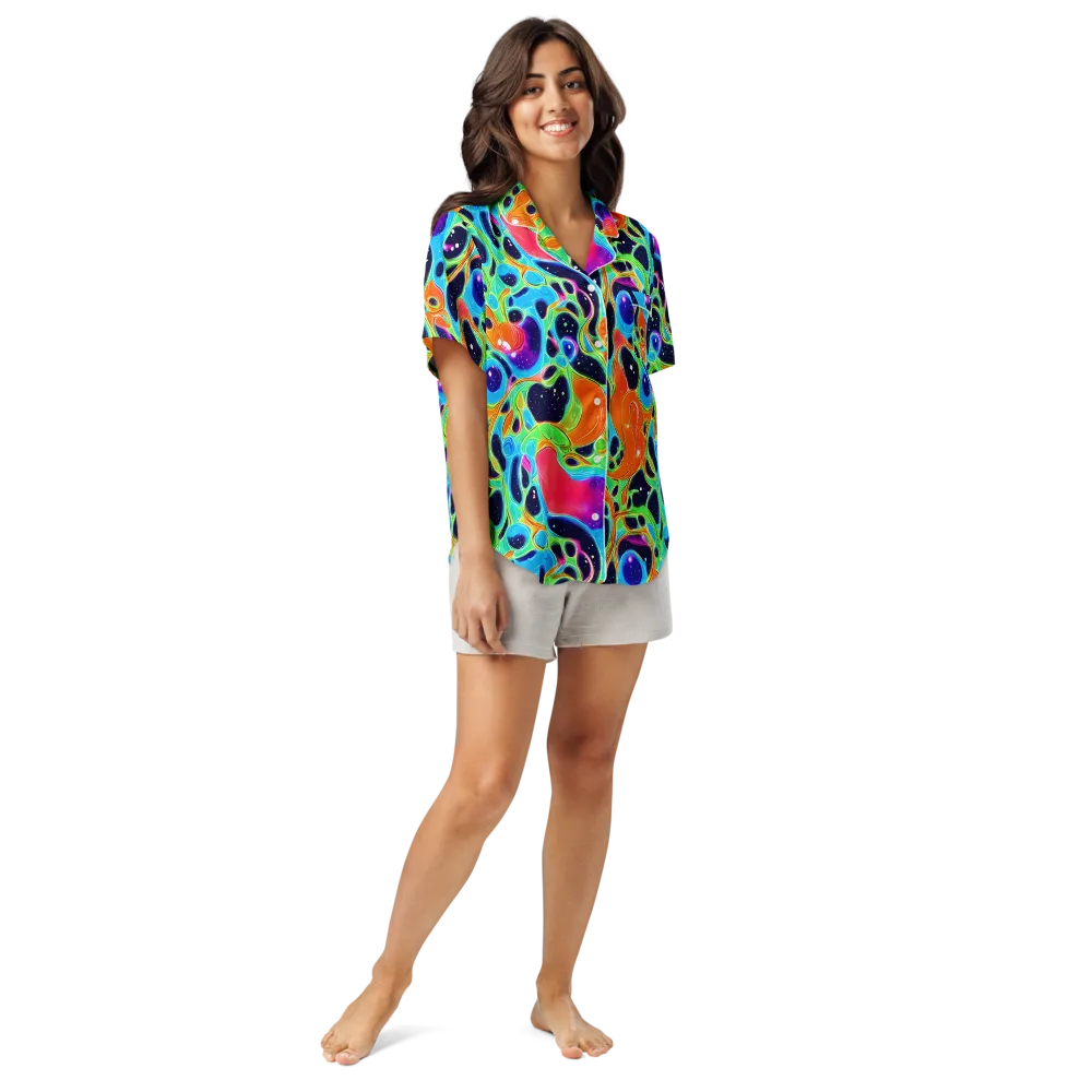 Luminous Amoeba on Women's Short Sleeve Pajama Top — Front