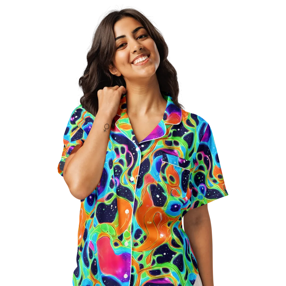 Luminous Amoeba on Women's Short Sleeve Pajama Top — Front