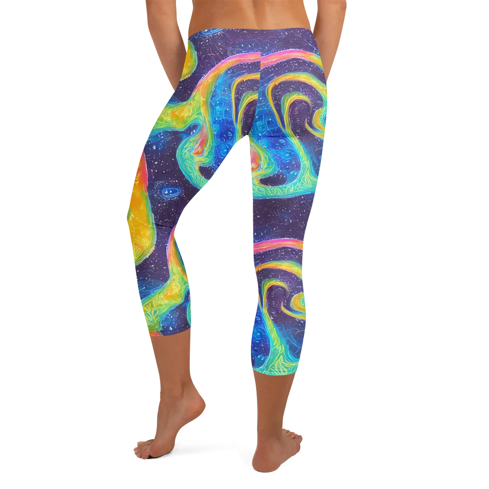 Oceanic Voltage on Capri Leggings — Back