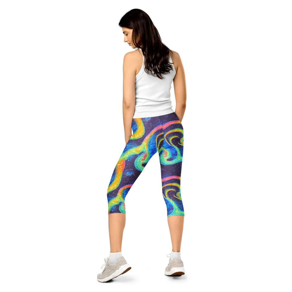 Oceanic Voltage on Capri Leggings — Back