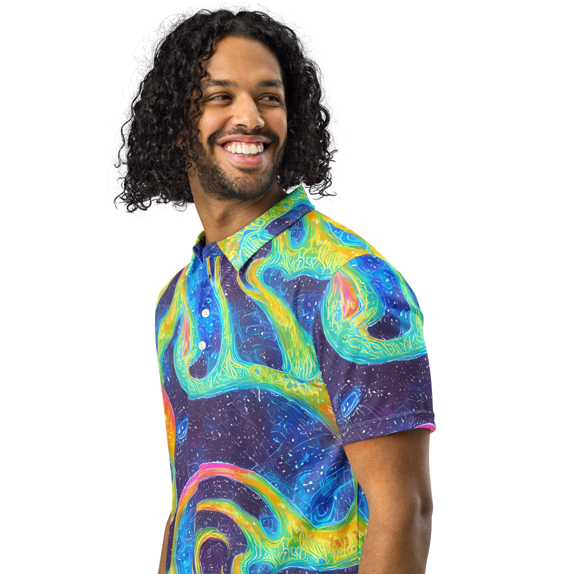 Oceanic Voltage on Men's Slim Fit Polo Shirt — Left Front