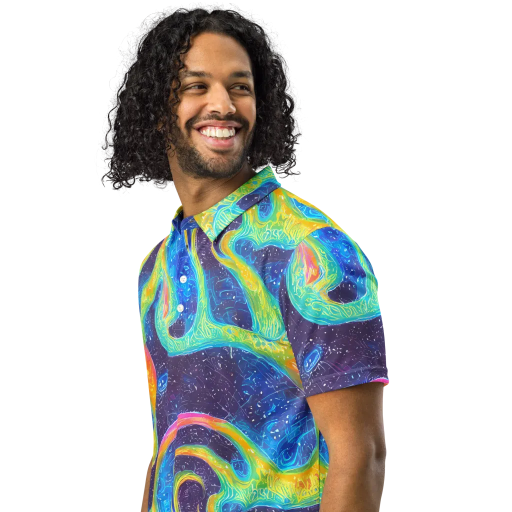 Oceanic Voltage on Men's Slim Fit Polo Shirt — Left Front