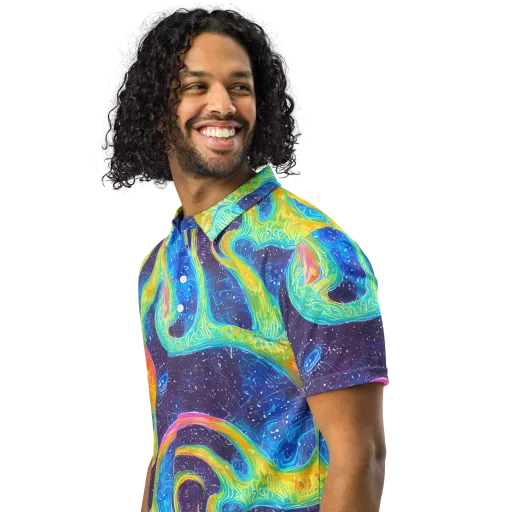 Oceanic Voltage on a Men's Slim Fit Polo Shirt