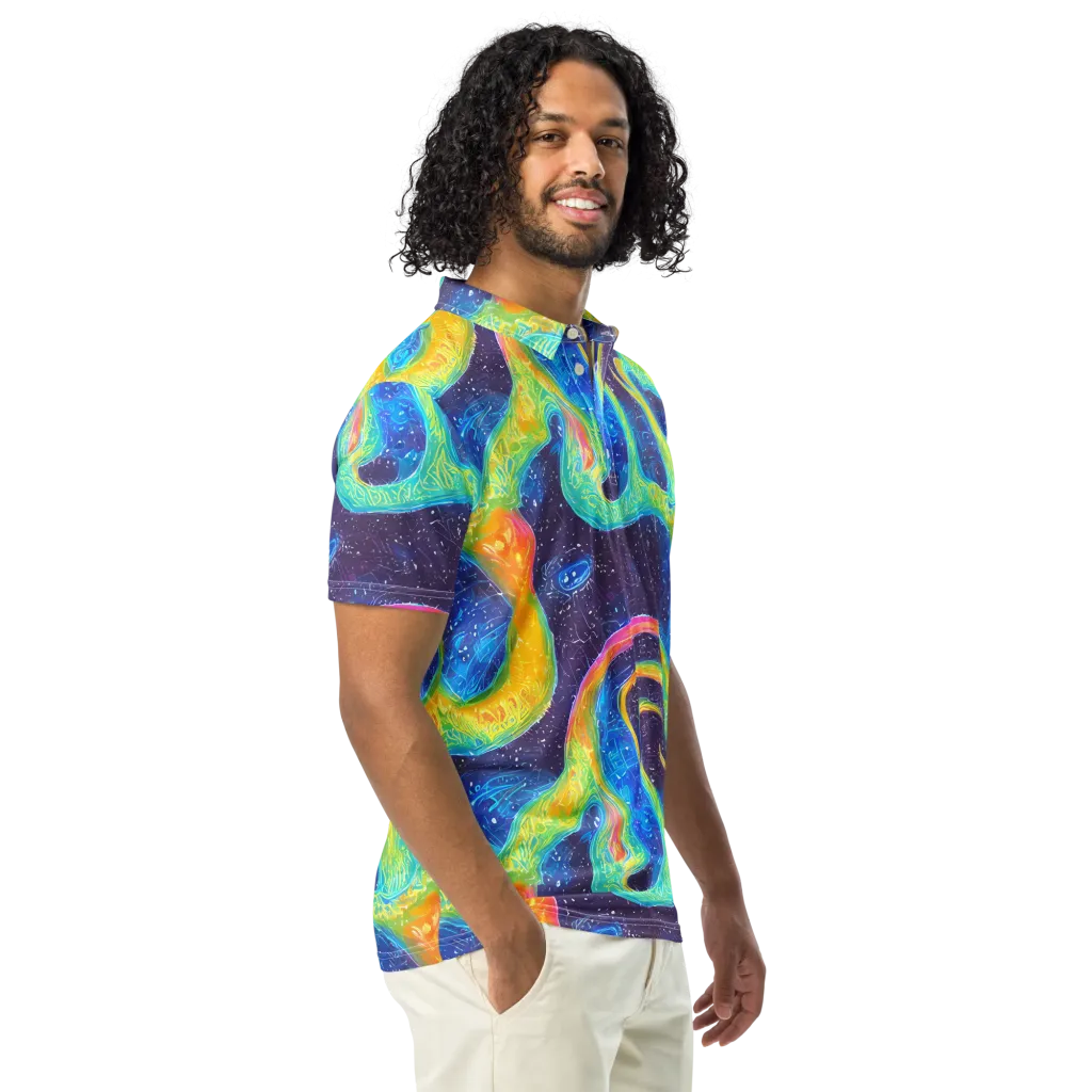 Oceanic Voltage on Men's Slim Fit Polo Shirt — Right Front