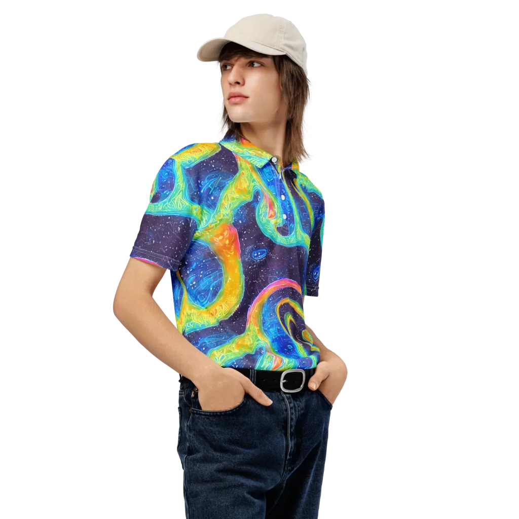 Oceanic Voltage on Men's Slim Fit Polo Shirt — Right Front
