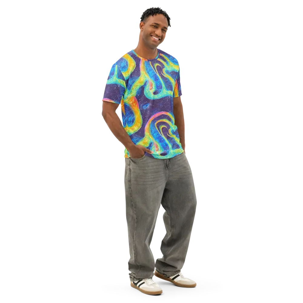 Oceanic Voltage on Men's Cotton Crew Neck T-Shirt — Right Front