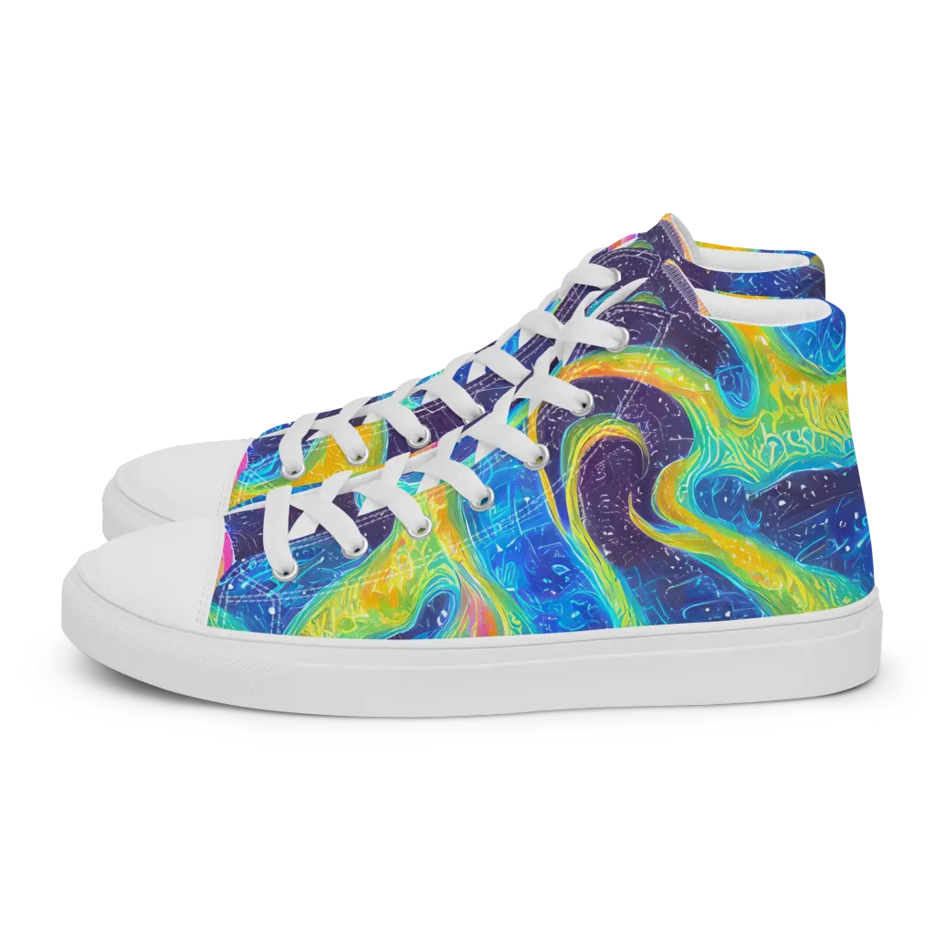 Oceanic Voltage on Men's High Top Canvas Shoes — Left