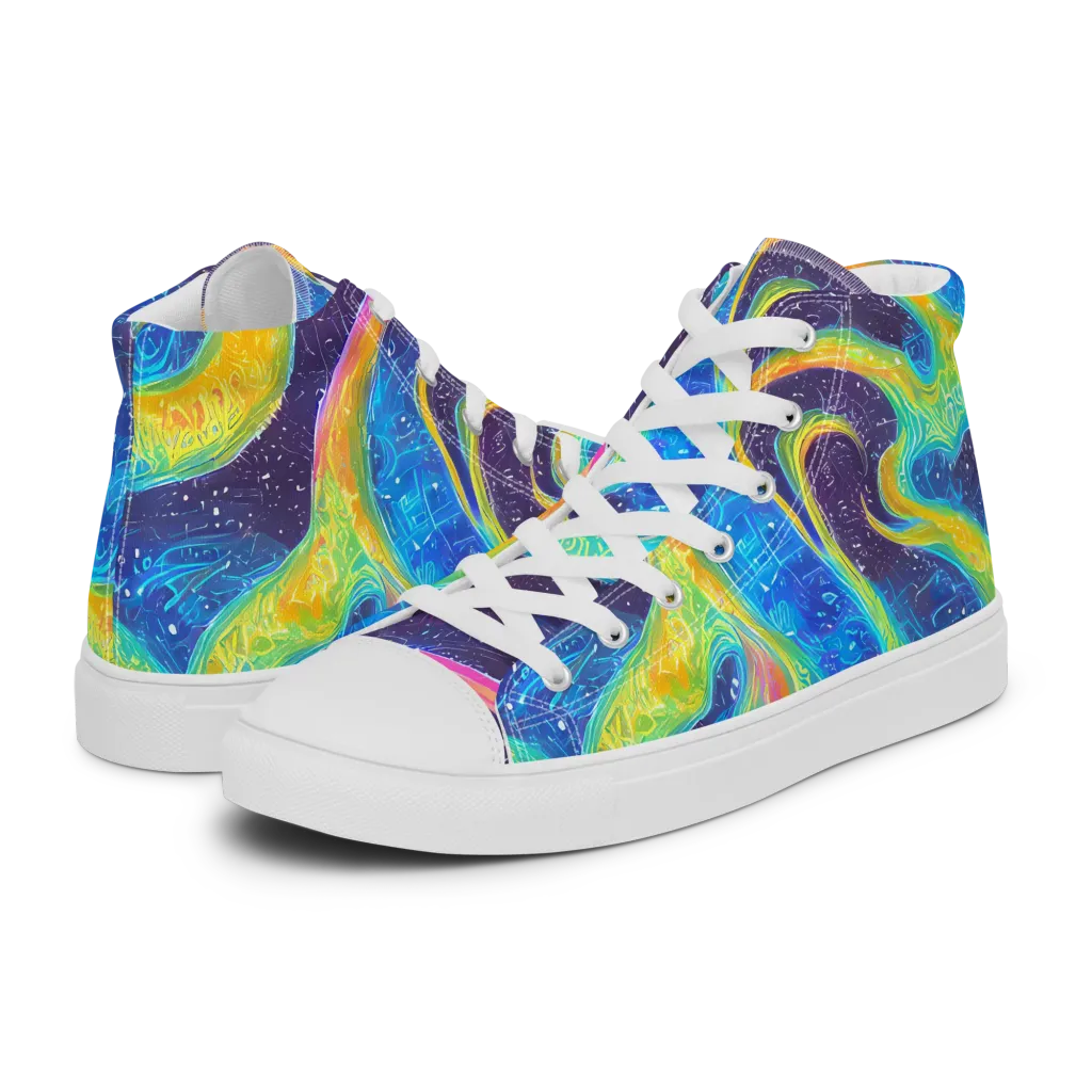Oceanic Voltage on Men's High Top Canvas Shoes — Left