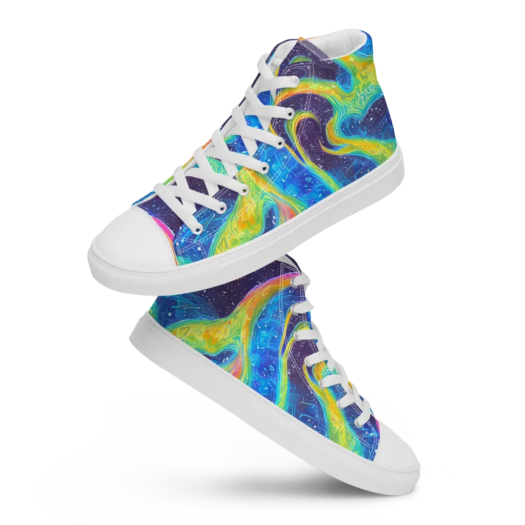 Oceanic Voltage on Men's High Top Canvas Shoes — Front