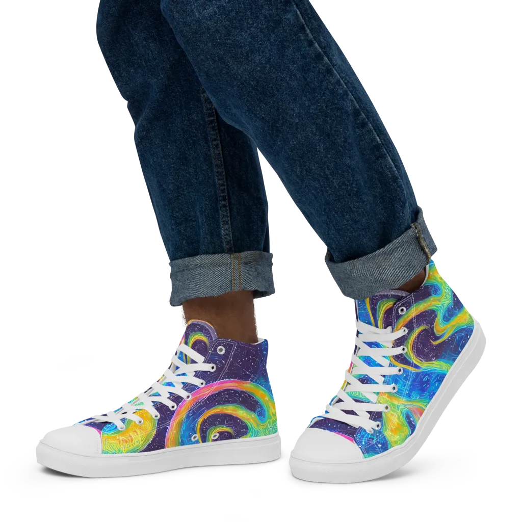 Oceanic Voltage on Men's High Top Canvas Shoes — Left