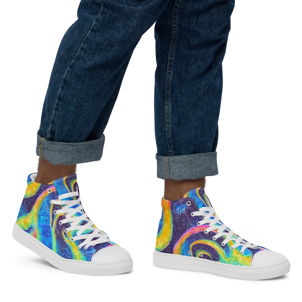 Oceanic Voltage on Men's High Top Canvas Shoes — Right
