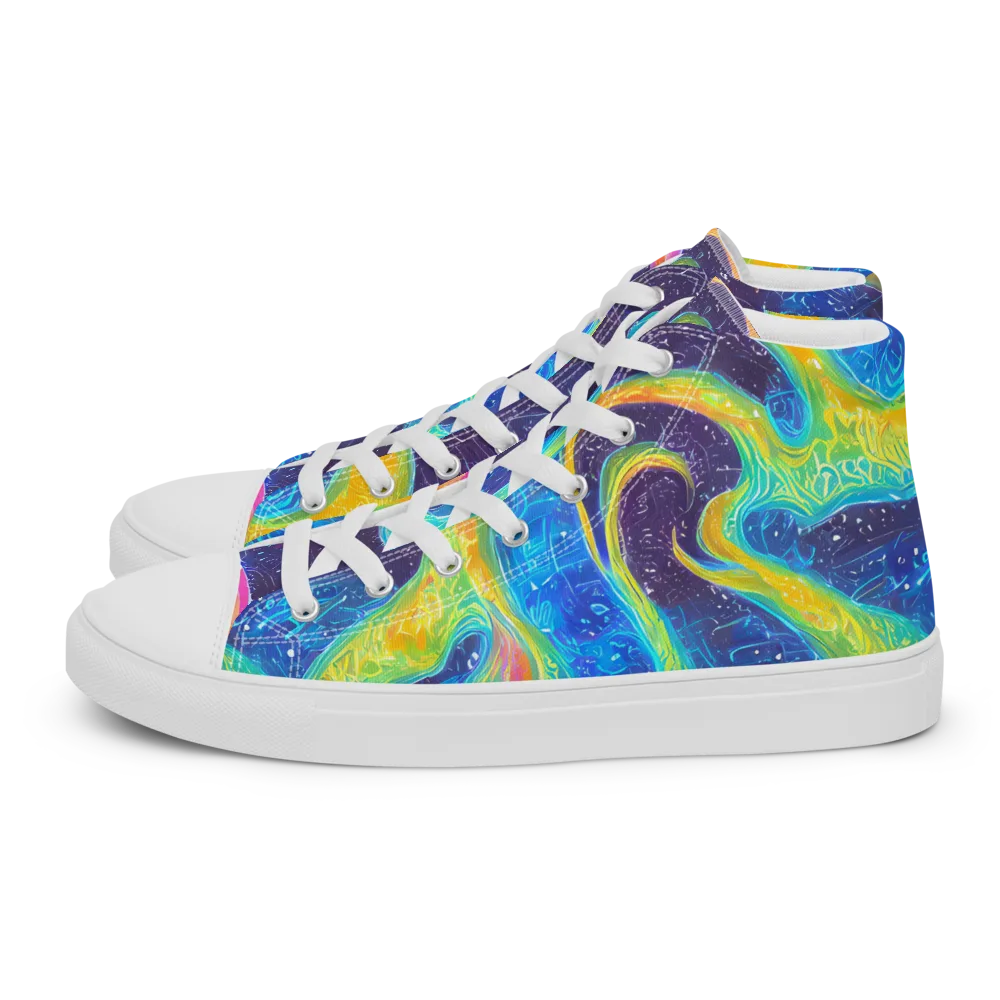 Oceanic Voltage on Women's High Top Canvas Shoes — Left