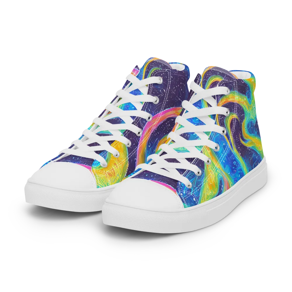 Oceanic Voltage on Women's High Top Canvas Shoes — Left Front