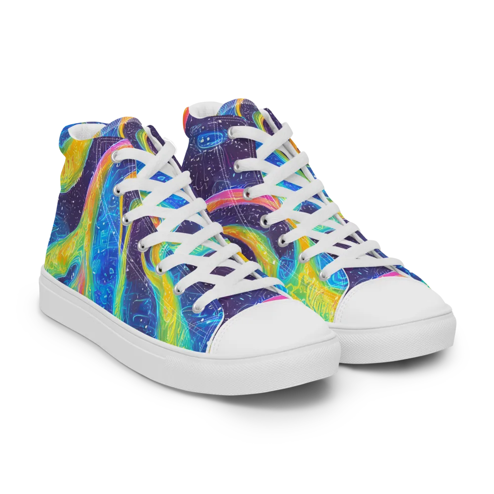 Oceanic Voltage on Women's High Top Canvas Shoes — Right Front