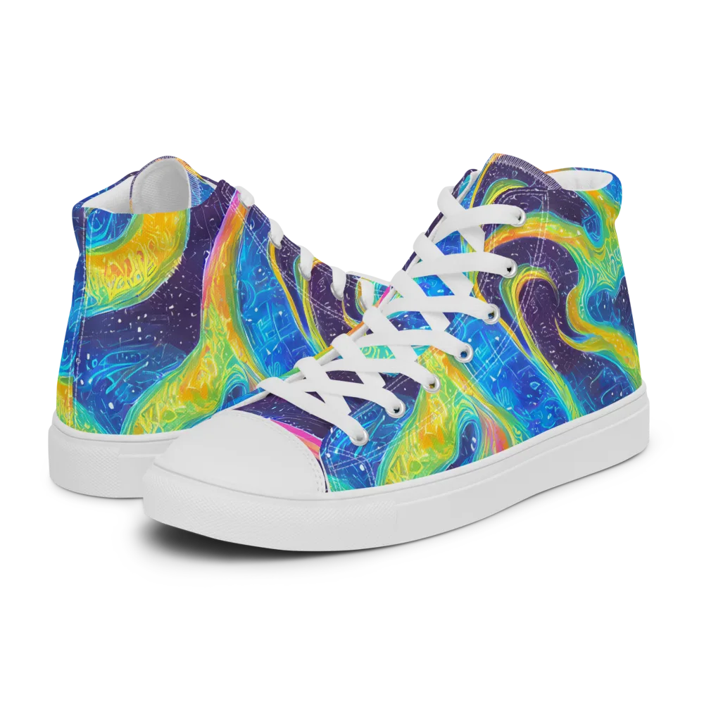 Oceanic Voltage on Women's High Top Canvas Shoes — Left