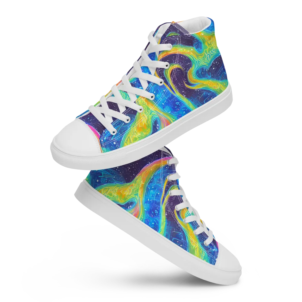 Oceanic Voltage on Women's High Top Canvas Shoes — Front