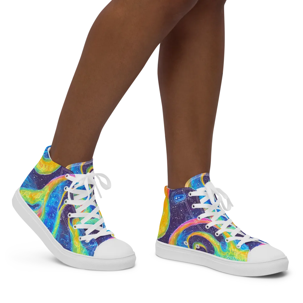 Oceanic Voltage on Women's High Top Canvas Shoes — Right