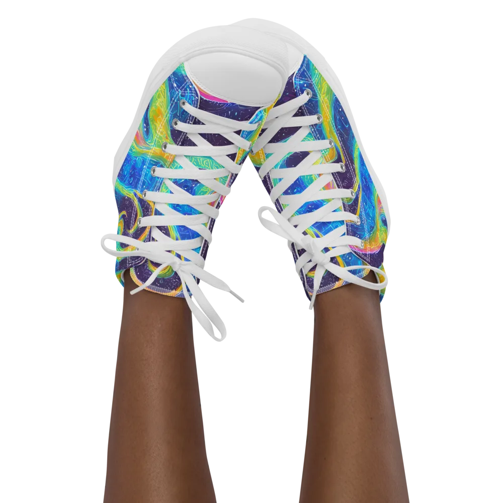 Oceanic Voltage on Women's High Top Canvas Shoes — Front