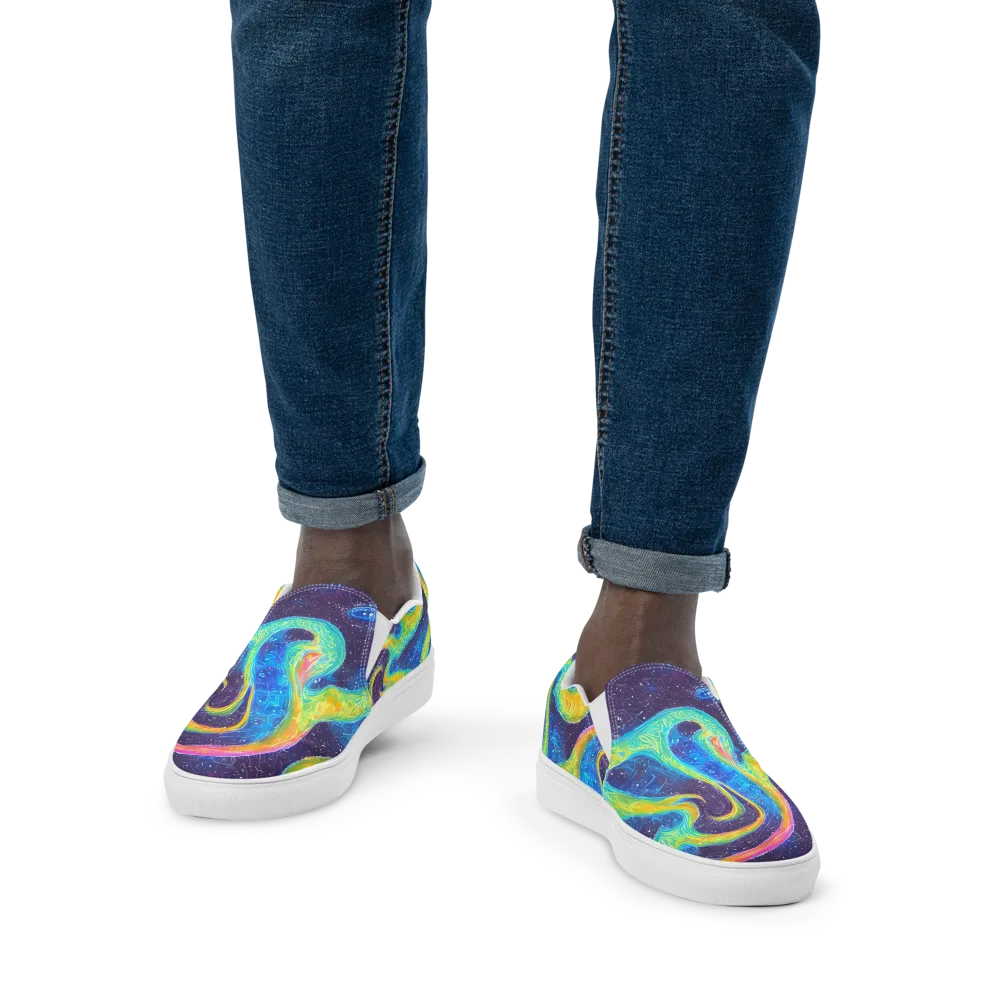 Oceanic Voltage on Men's Slip-On Canvas Shoes — Front