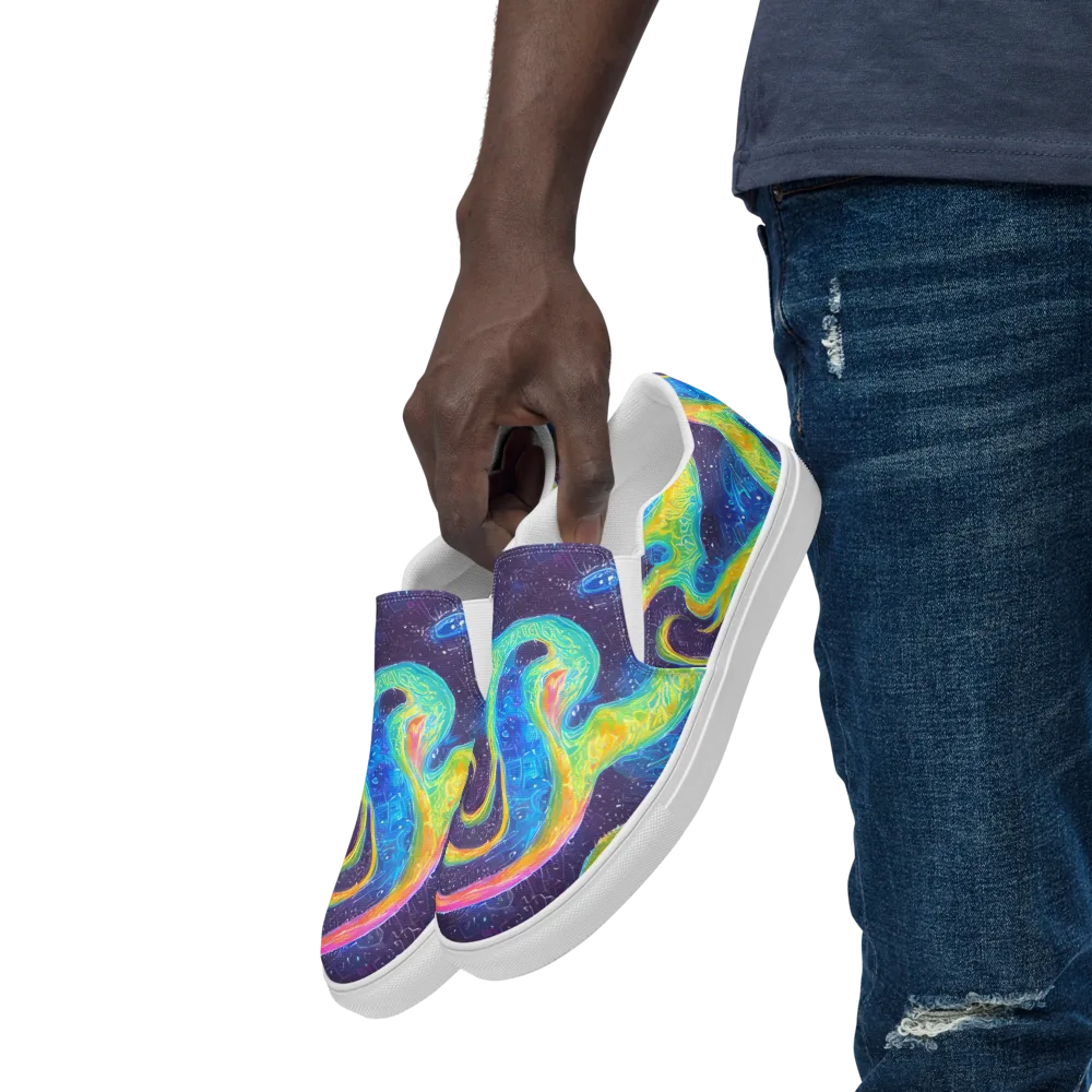 Oceanic Voltage on Men's Slip-On Canvas Shoes — Left Front