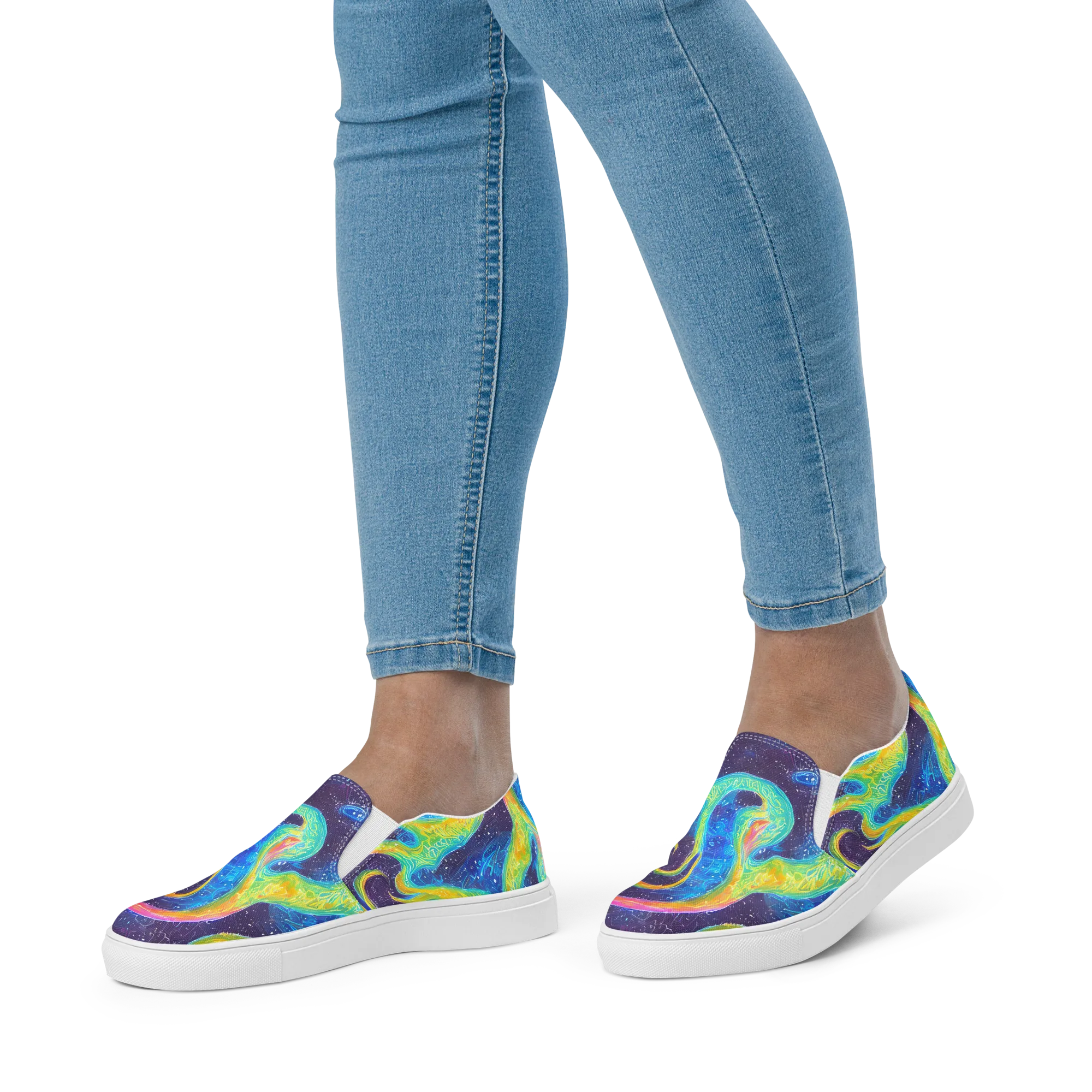 Oceanic Voltage on Women's Slip-On Canvas Shoes — Front