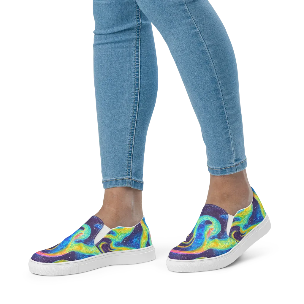 Oceanic Voltage on Women's Slip-On Canvas Shoes — Front