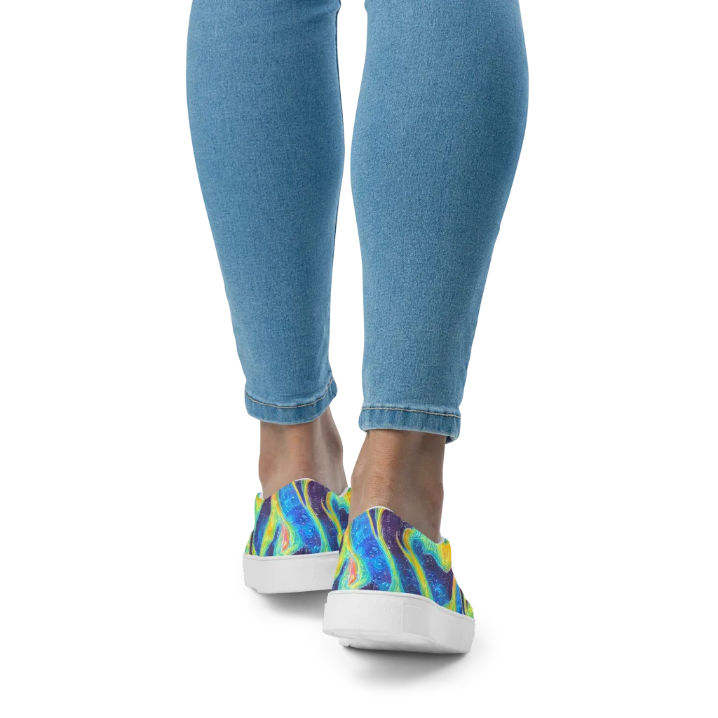 Oceanic Voltage on Women's Slip-On Canvas Shoes — Back