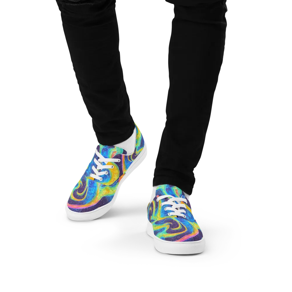 Oceanic Voltage on Men's Lace-Up Canvas Shoes — Front