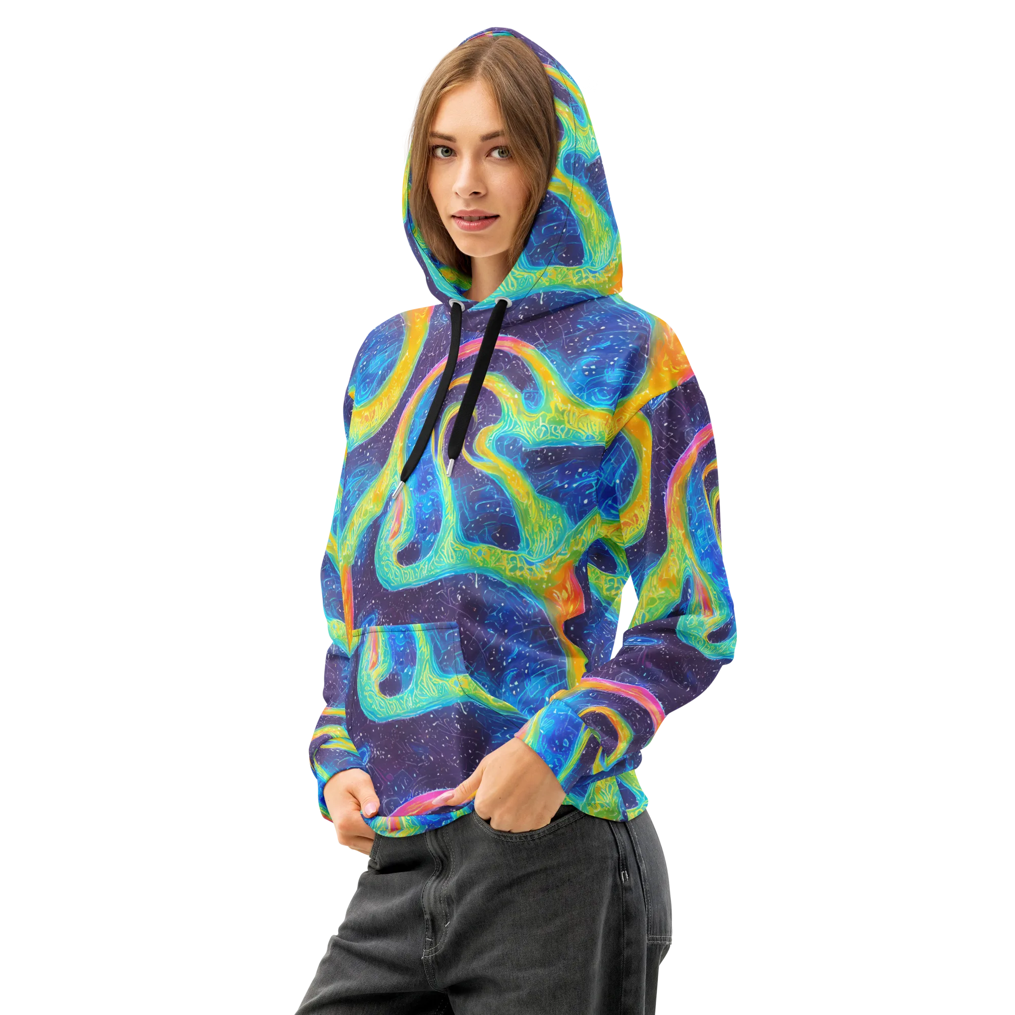 Oceanic Voltage on Cotton Hoodie — Left Front