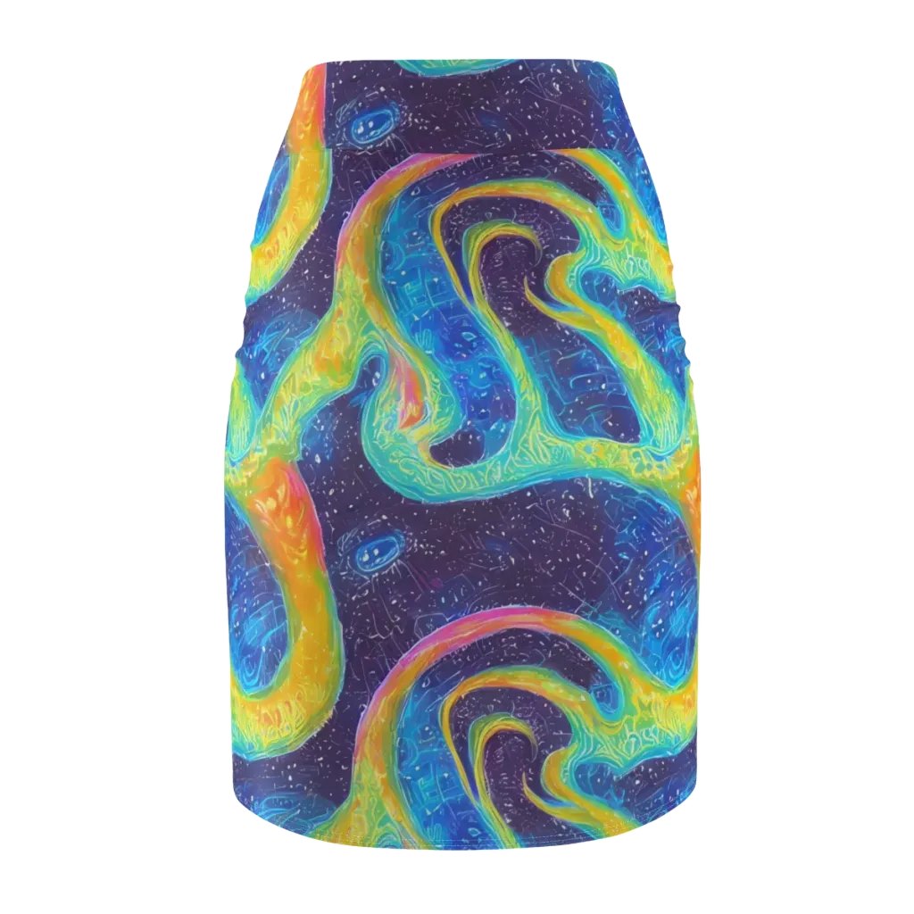 Oceanic Voltage on Pencil Skirt — Back