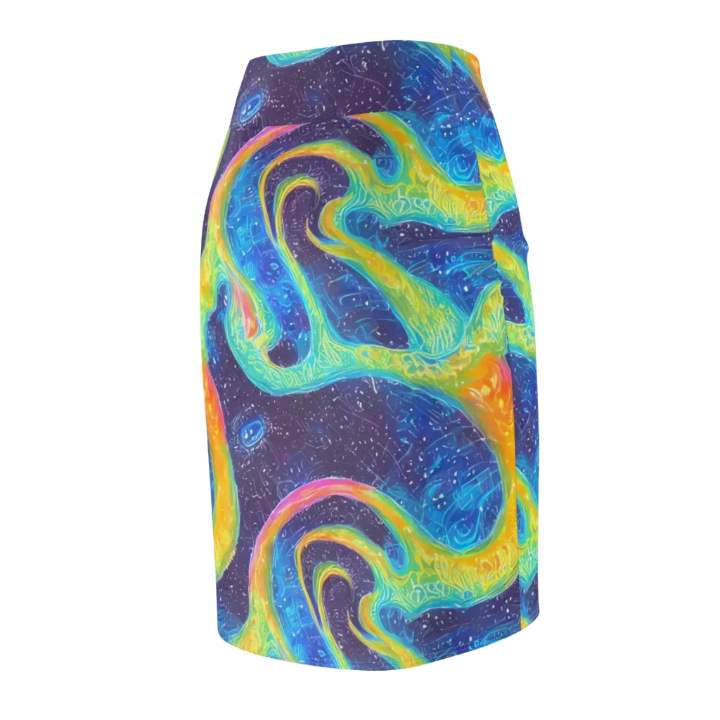 Oceanic Voltage on Pencil Skirt — Back Side