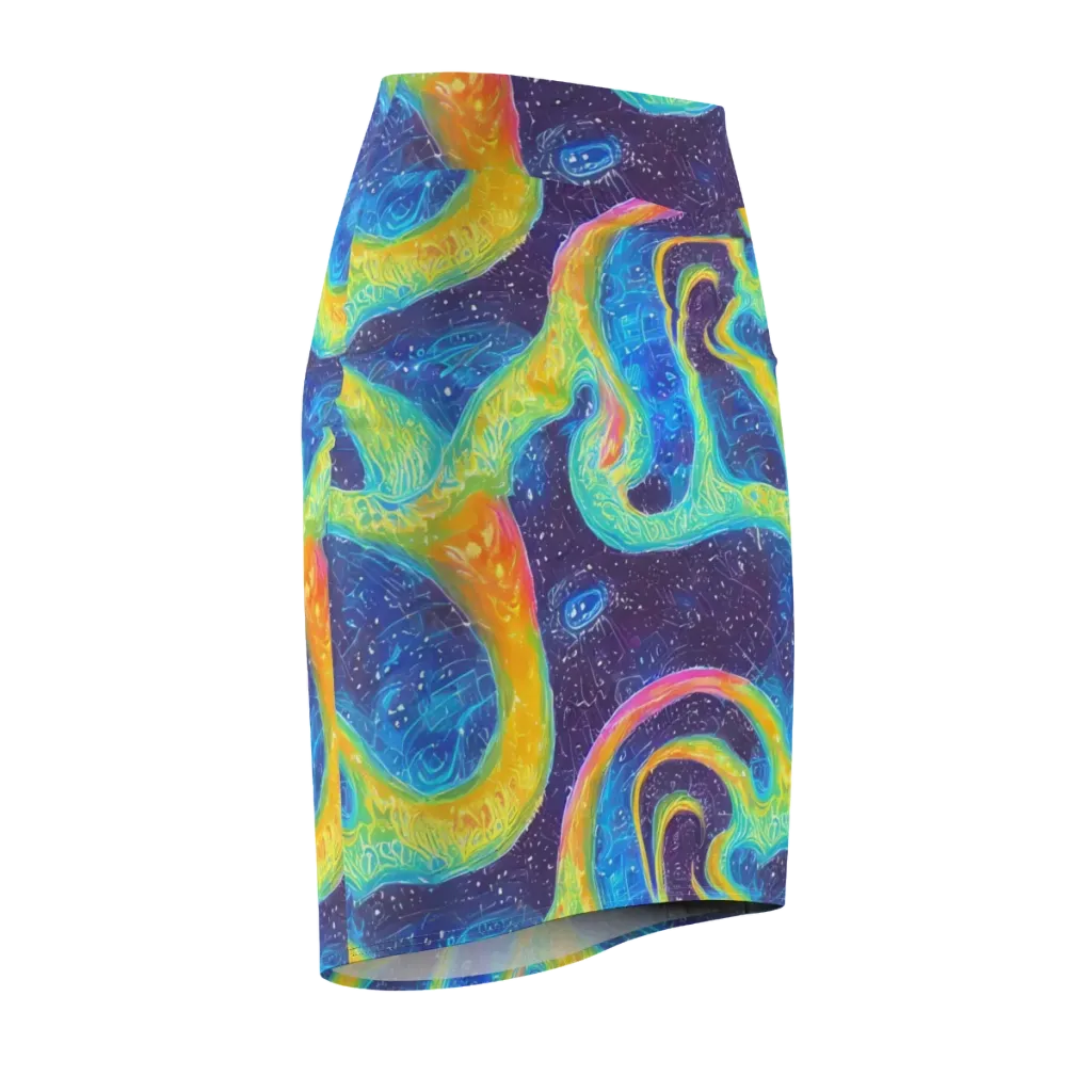 Oceanic Voltage on Pencil Skirt — Front Side