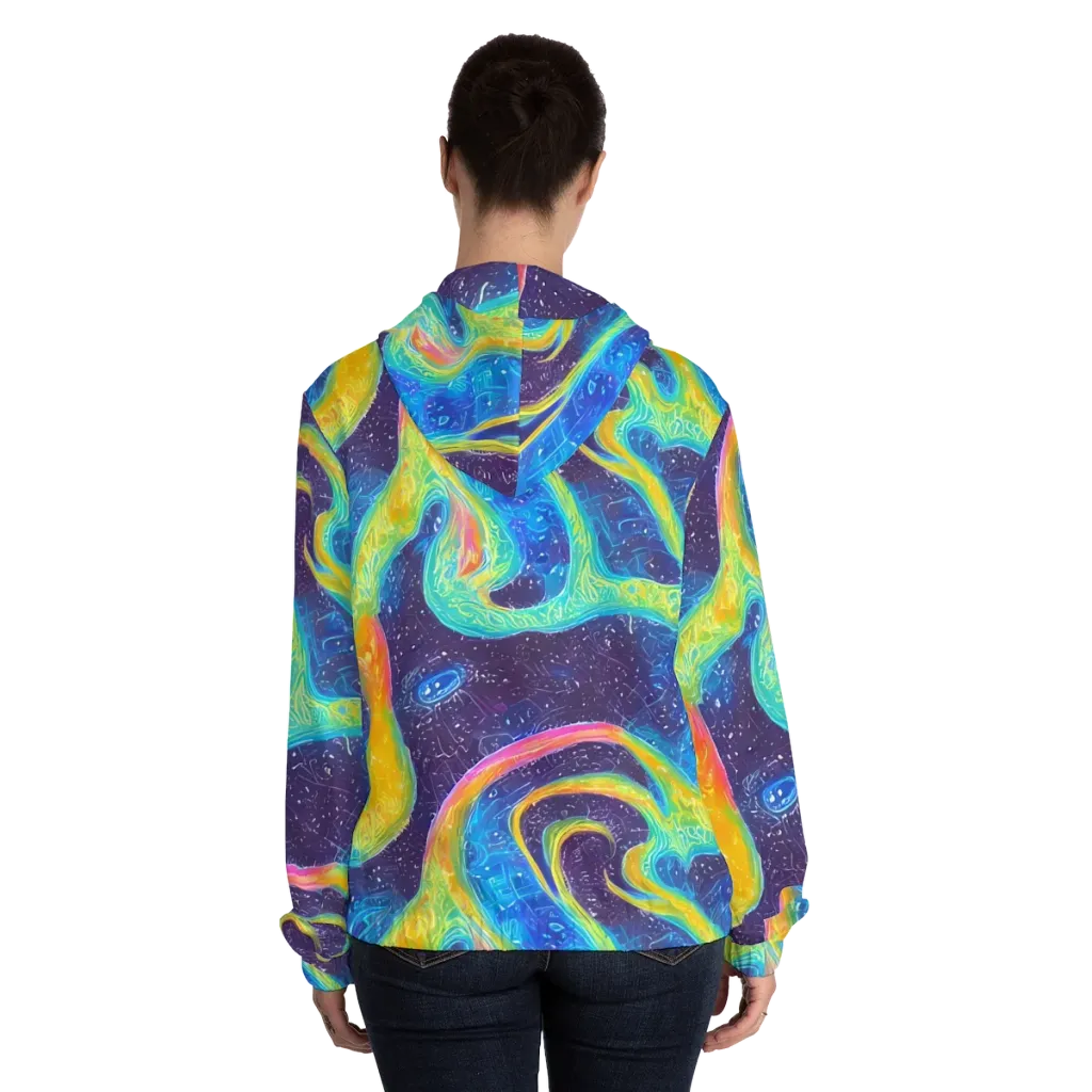 Oceanic Voltage on Women's Full-Zip Hoodie — Back On Person