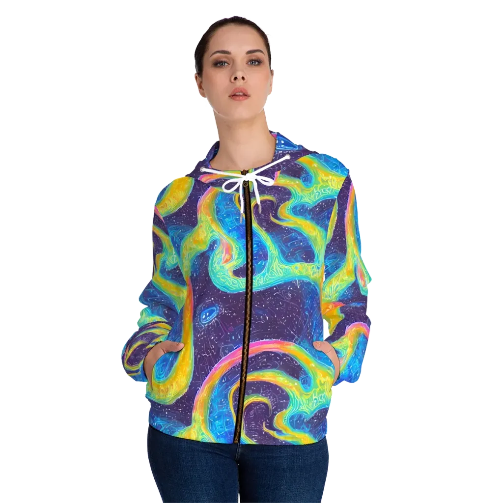 Oceanic Voltage on Women's Full-Zip Hoodie — Front On Person