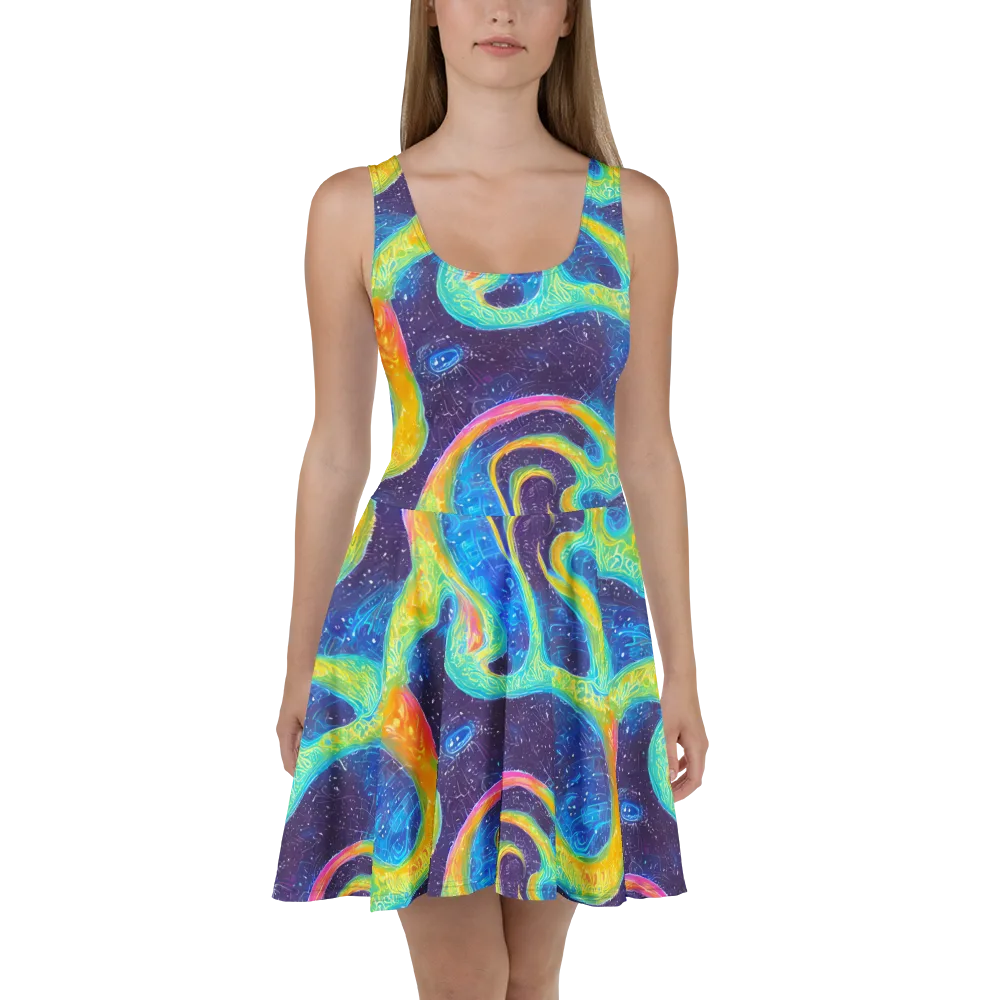 Oceanic Voltage on Skater Dress — Front